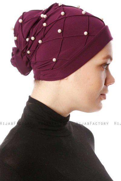 Yaren - Pflaume Crepe Chiffon Turban - Sehr-i Sal
