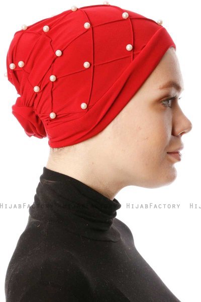 Yaren - Rot Crepe Chiffon Turban - Sehr-i Sal