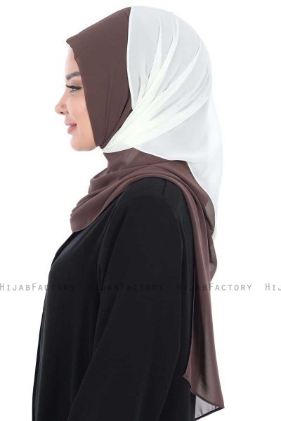 Ylva - Braun & Creme Praktisch Chiffon Hijab
