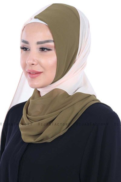 Ylva - Khaki & Beige Praktisch Chiffon Hijab