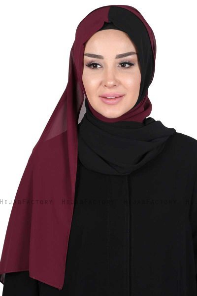 Ylva - Pflaume & Schwarz Praktisch Chiffon Hijab
