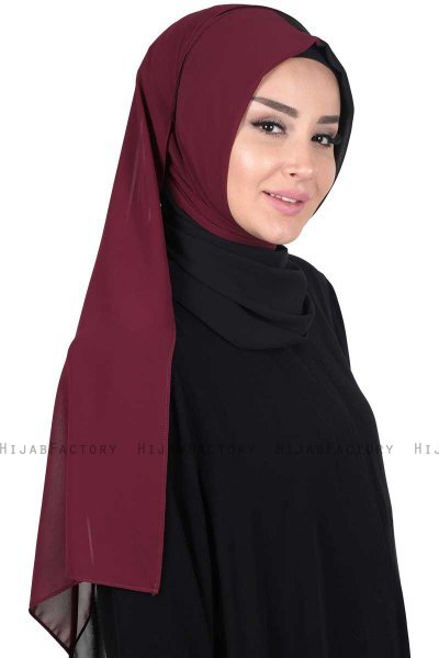 Ylva - Pflaume & Schwarz Praktisch Chiffon Hijab