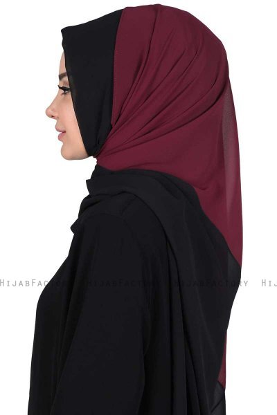 Ylva - Pflaume & Schwarz Praktisch Chiffon Hijab