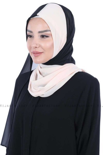 Ylva - Schwarz & Beige Praktisch Chiffon Hijab
