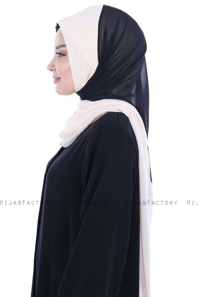 Ylva - Schwarz & Beige Praktisch Chiffon Hijab