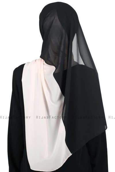 Ylva - Schwarz & Beige Praktisch Chiffon Hijab