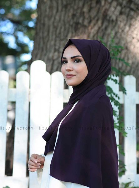 Zahra - Aubergine Krepp Hijab - Mirach