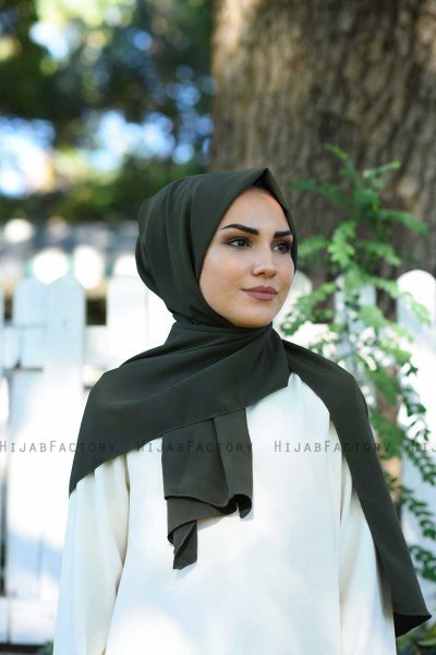 Zahra - Dunkel Khaki Krepp Hijab - Mirach