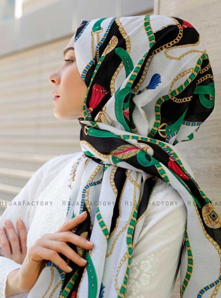 Zerline - Grün Gemustertes Hijab - Sal Evi