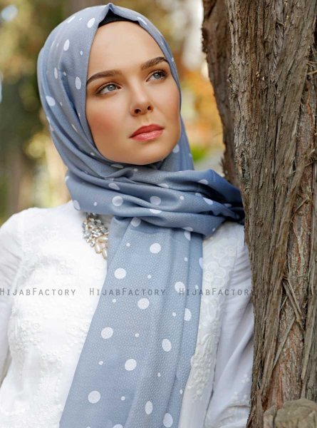 Zinera - Grau Gemustertes Hijab - Sal Evi